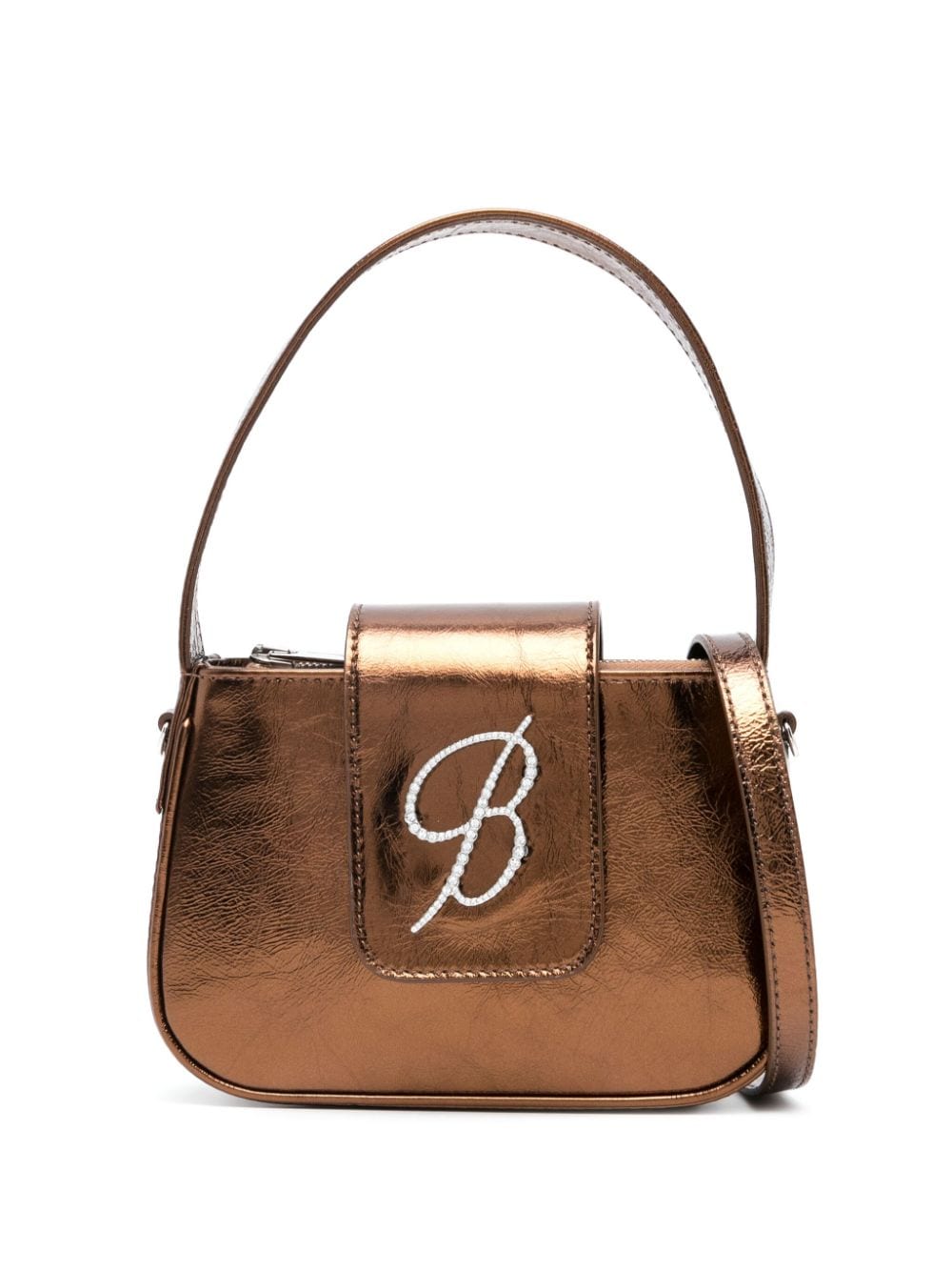 Blumarine Metallic-finish Leather Tote Bag In Brown