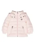 Moncler Enfant logo-patch hooded padded jacket - Pink