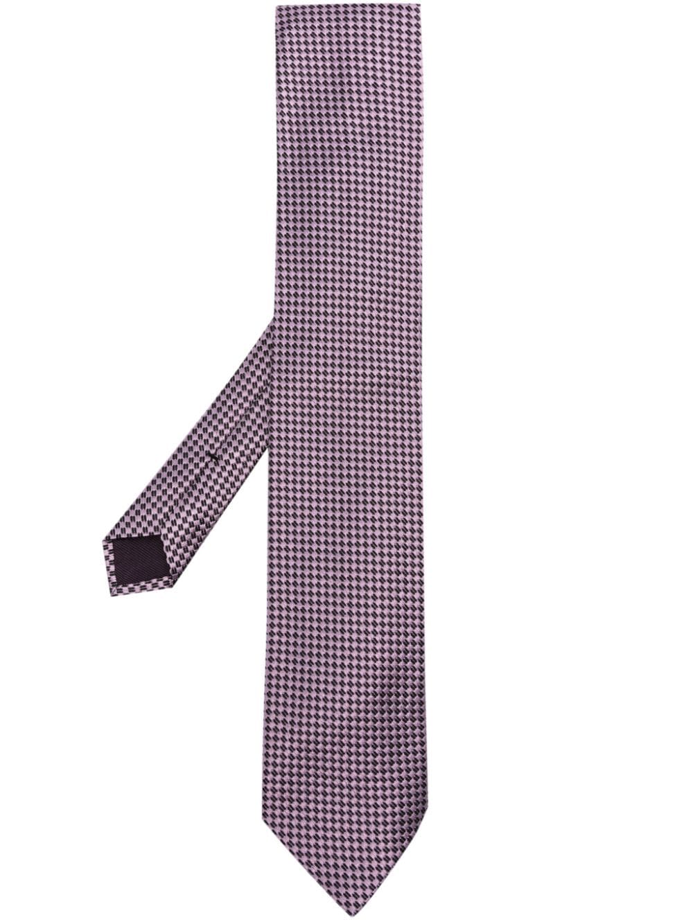 Tom Ford Check-pattern Silk Tie In Purple