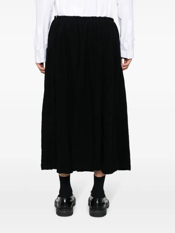 Black Comme Des Garçons Pleated Wool Skirt | FARFETCH