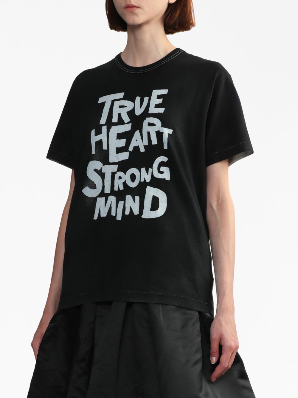 Shop Black Comme Des Garçons Slogan-print Cotton T-shirt In 黑色