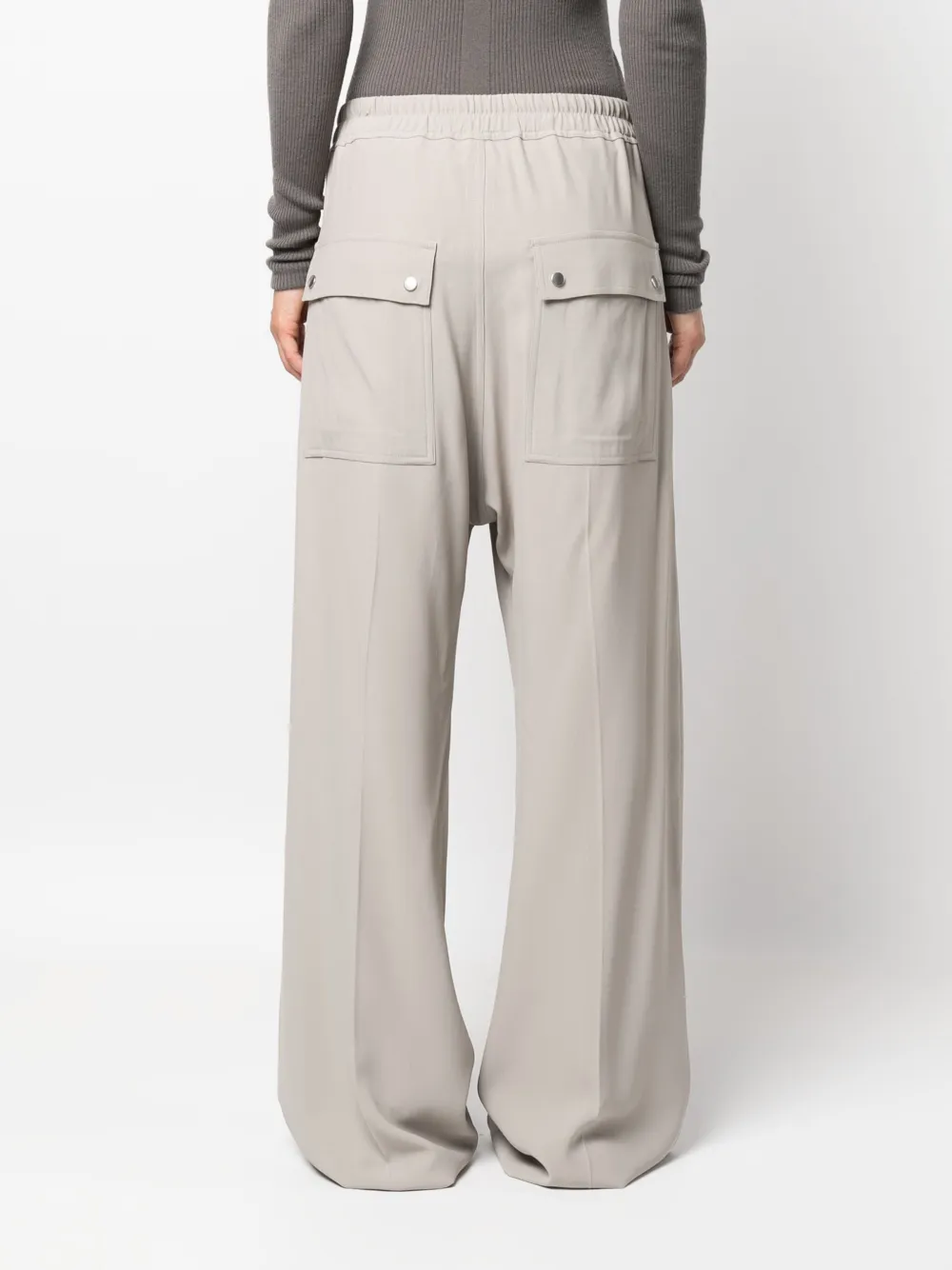 Rick Owens Geth Belas Drawstring Cady Wide-leg Trousers In Grey