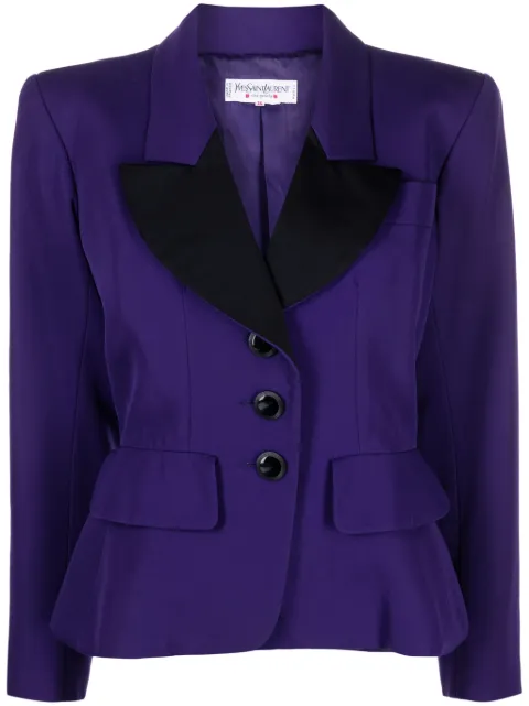 Saint Laurent Pre-Owned contrast-lapel single-breasted jacket