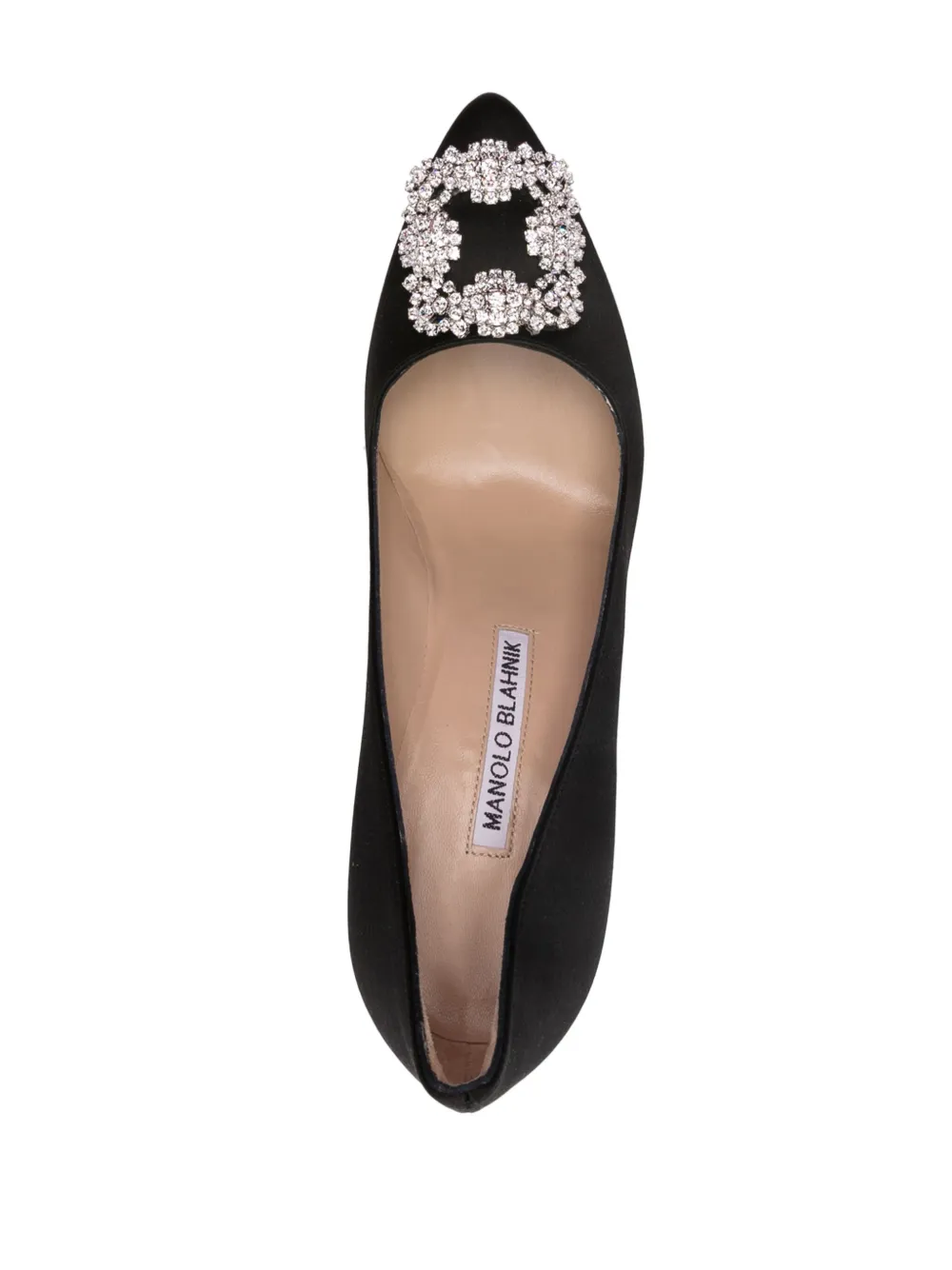 Shop Manolo Blahnik Hangisi 110mm Crystal-embellished Pumps In Black