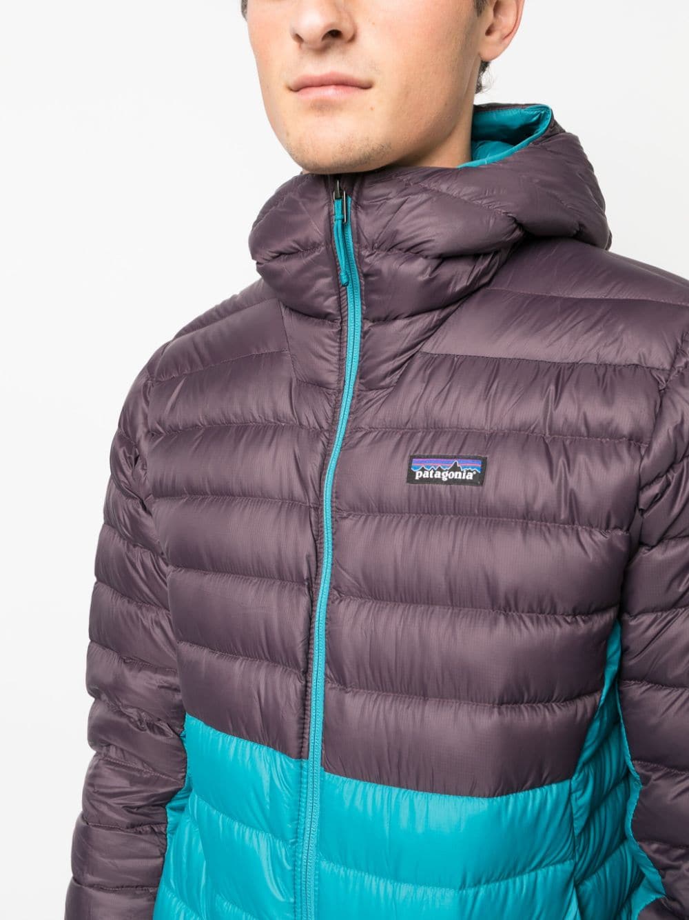 Shop Patagonia Logo-patch Padded-design Jacket In Blue
