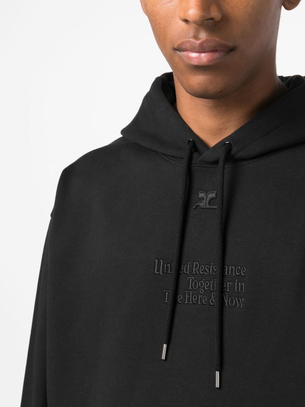 Shop Courrèges Hooded Cotton Sweatshirt In Black