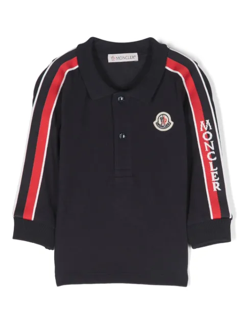 Moncler Enfant Camisa polo com listras e logo
