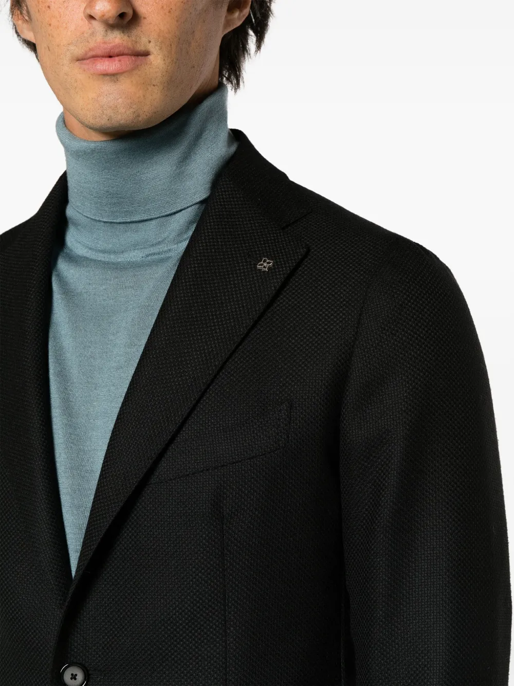 Tagliatore Single-breasted Wool Blazer In Black