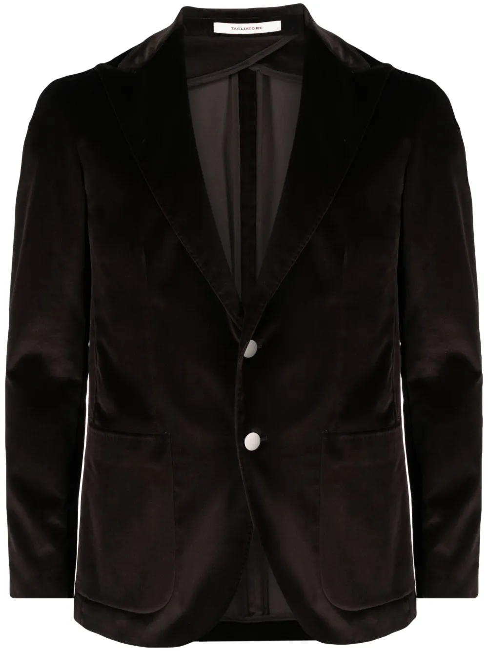Tagliatore Velvet-effect Single Breasted Blazer In Brown