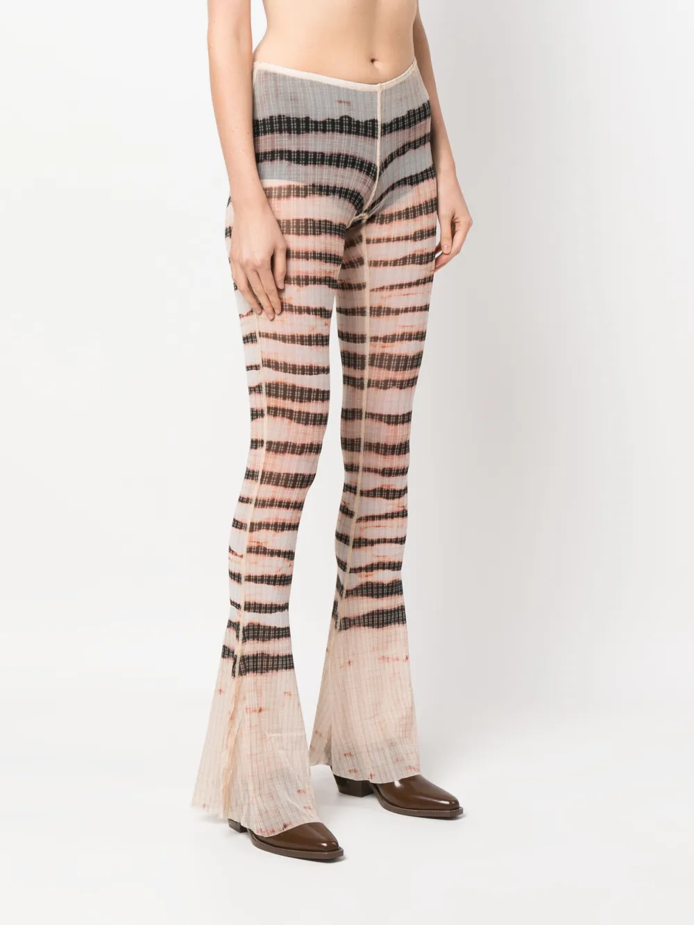 Shop Jean Paul Gaultier Tie-dye Flared Trousers In Neutrals