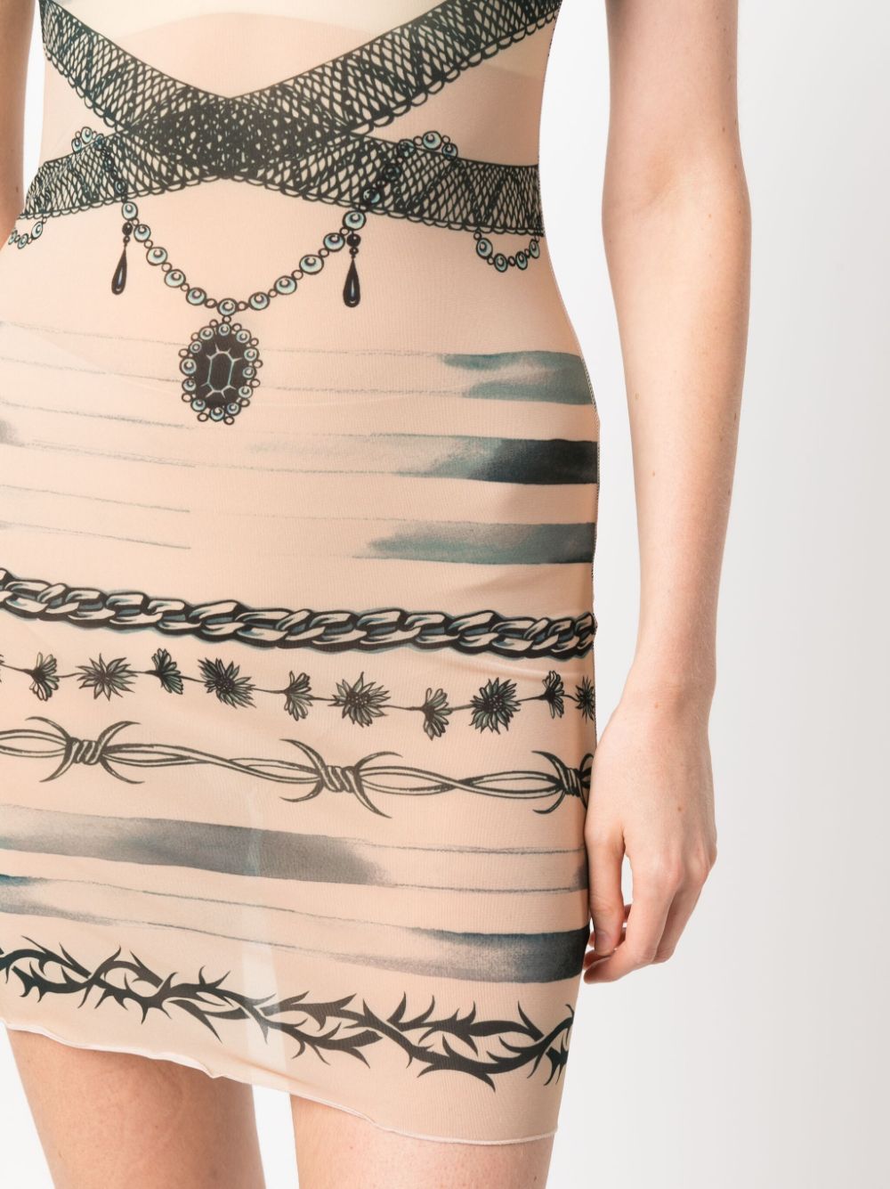 Jean Paul Gaultier x KNWLS doorzichtige mini-jurk Beige
