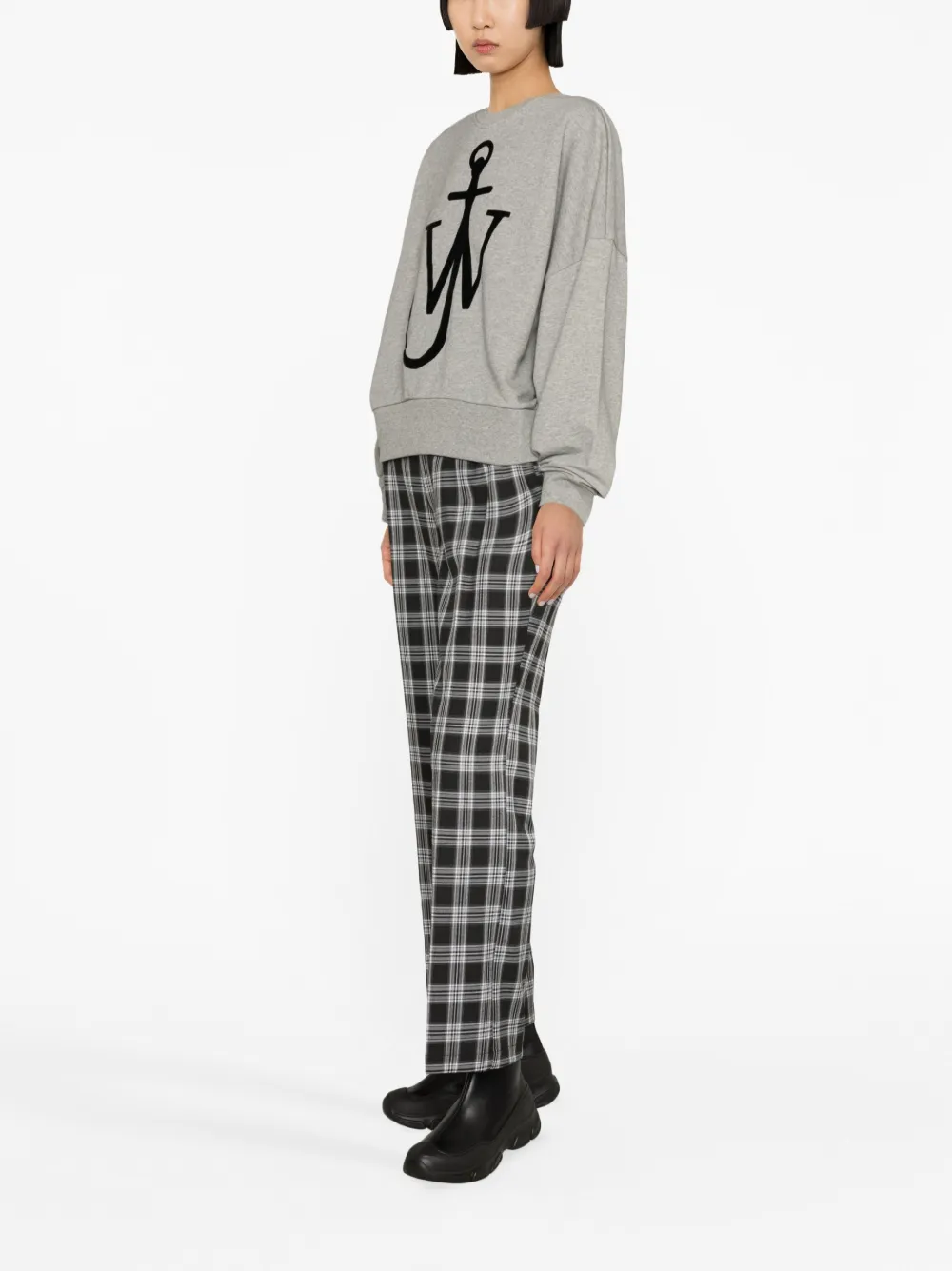 Jw Anderson Anchor-print Cotton Sweatshirt In Grey