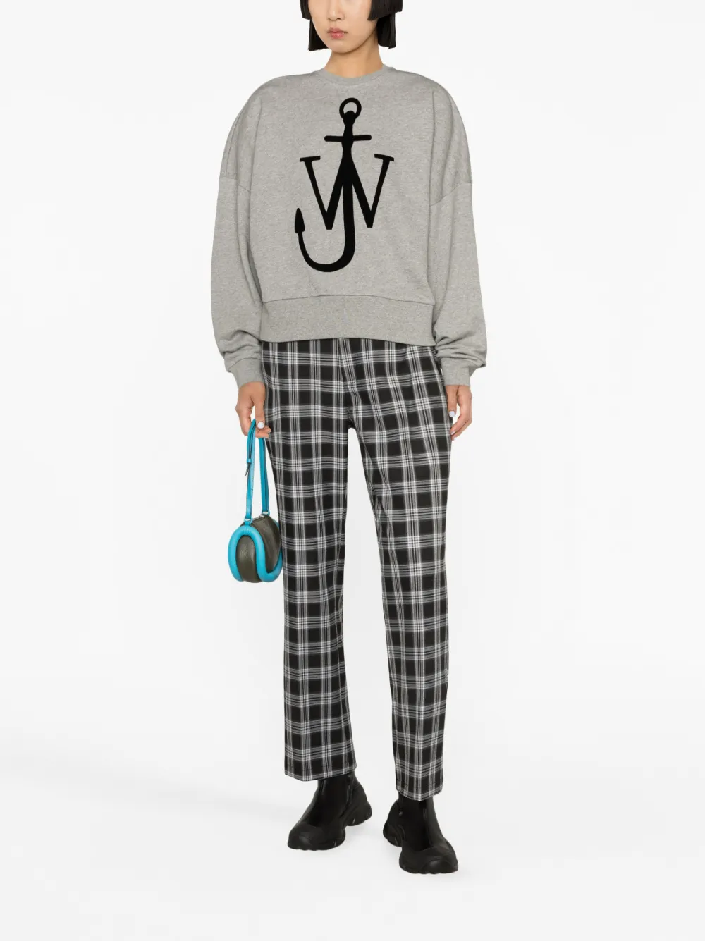 Jw Anderson Anchor-print Cotton Sweatshirt In Grey