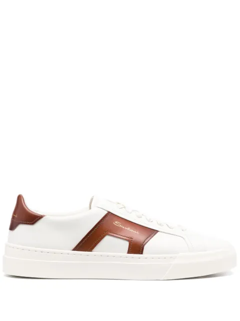 Santoni Double Buckle leather sneakers