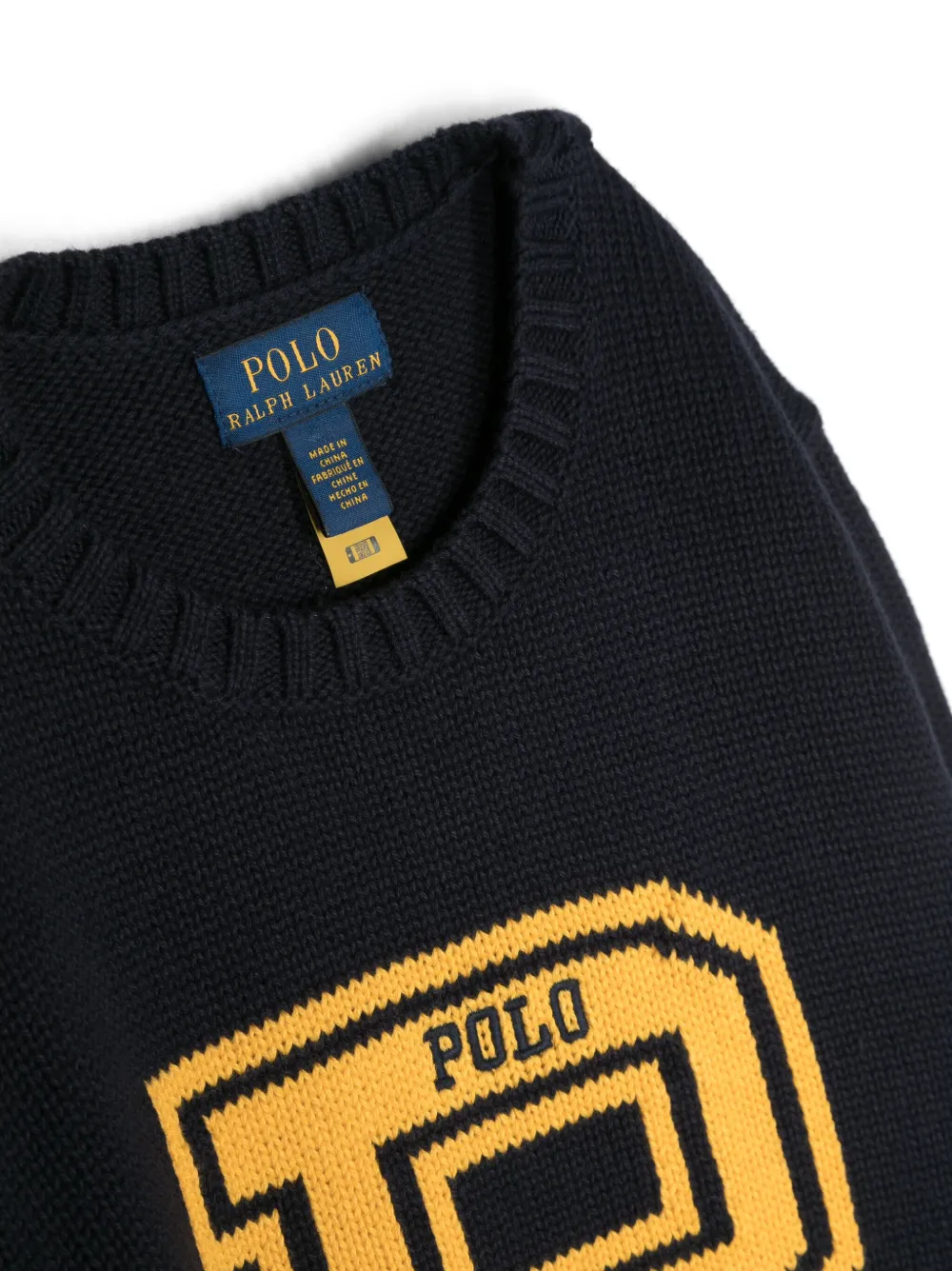 Shop Ralph Lauren Intarsia-knit Cotton Jumper In Blue