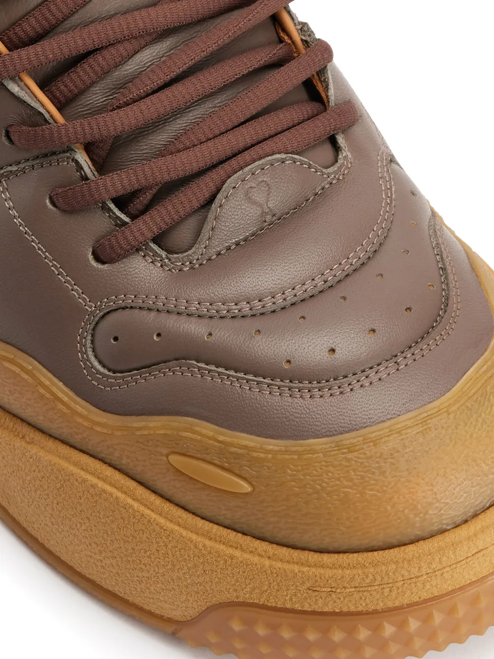 Ami Alexandre Mattiussi Ami 1509 Panelled Sneakers In Brown