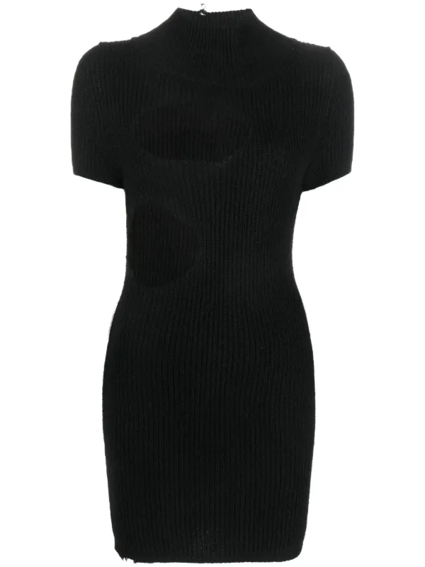 cut out ribbed mini dress Khaki Cut Out Rib Knit Mini Dress