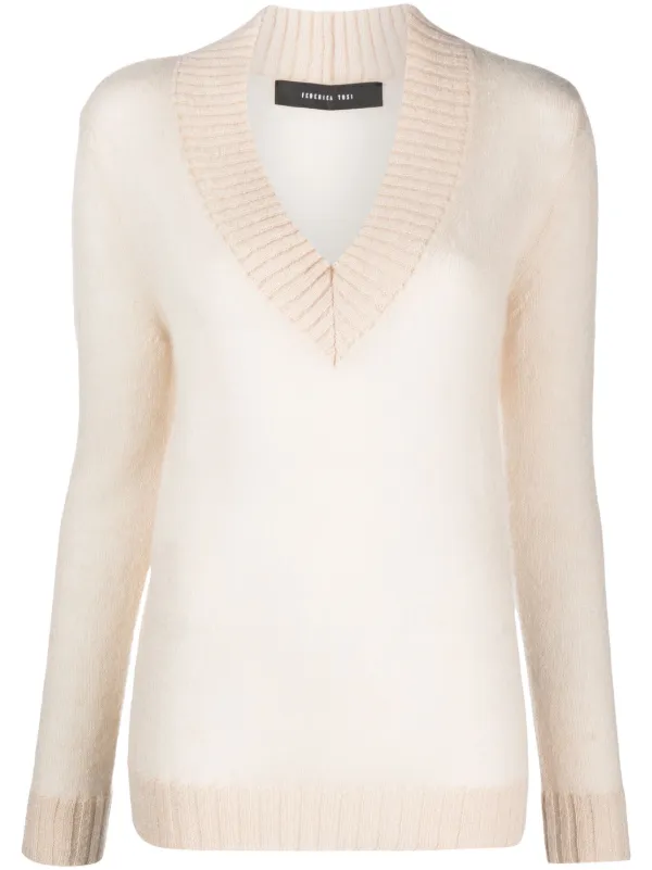 Cream v neck on sale jumper