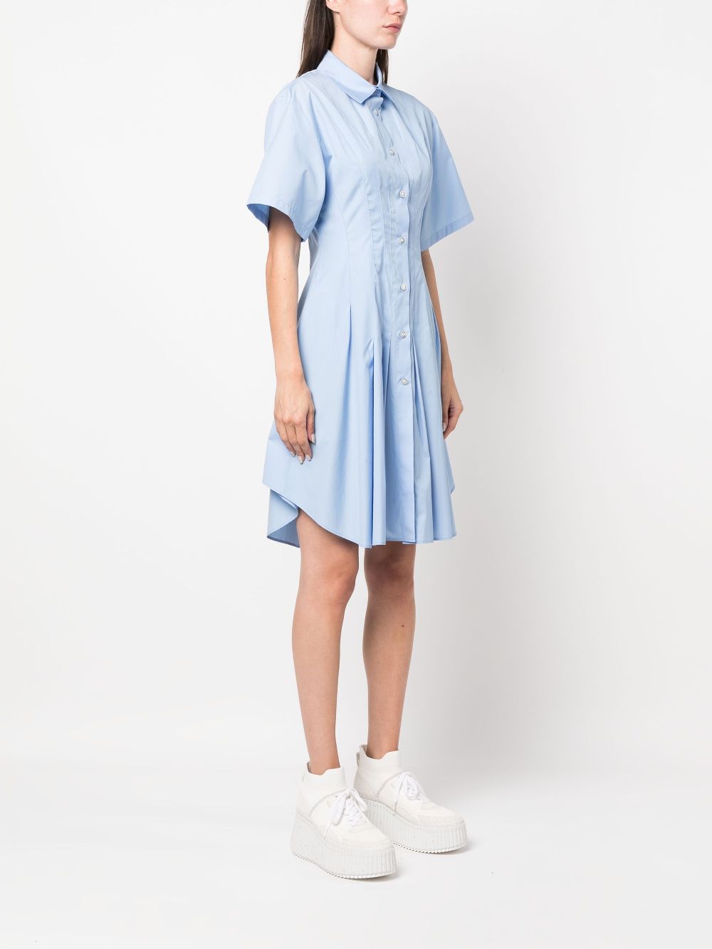 Marni pleat-detailing flared cotton shirtdress Women