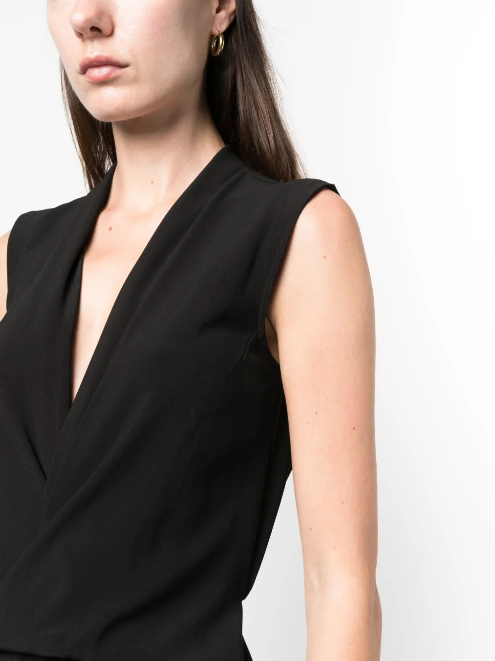Rick Owens V-neck Wrap Sleeveless Gown In Black
