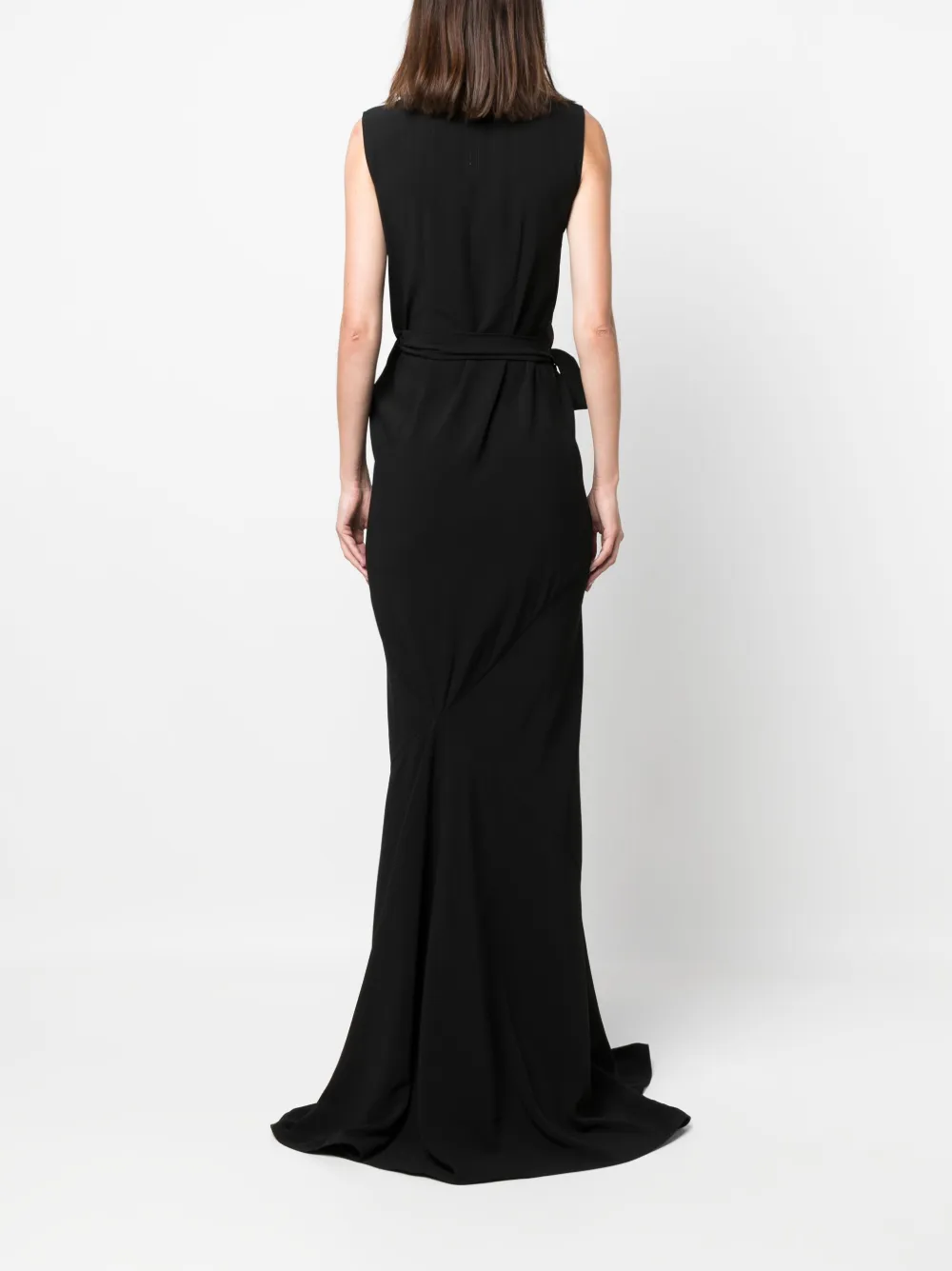 Rick Owens V-neck Wrap Sleeveless Gown In Black