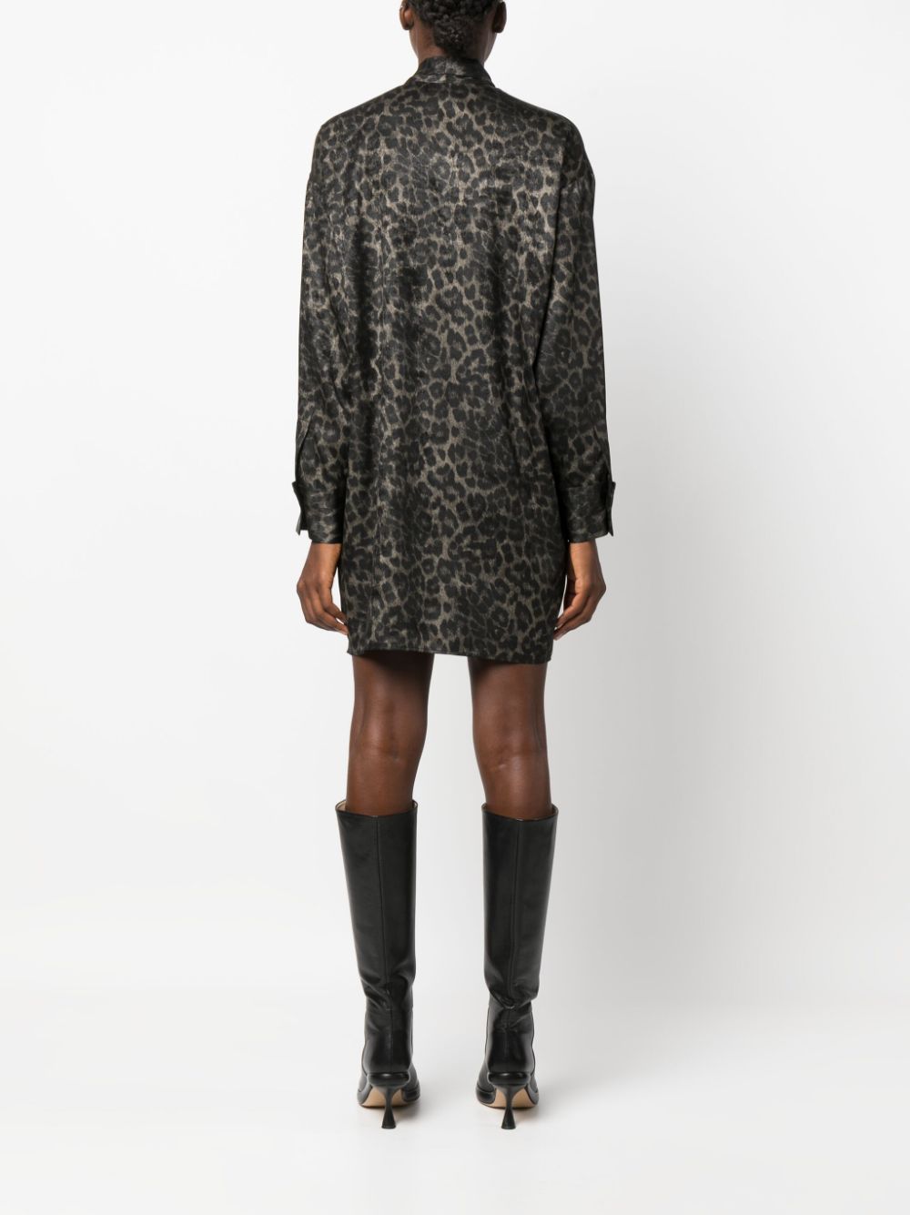 Shop Blanca Vita Leopard-print Shirt Dress In Brown