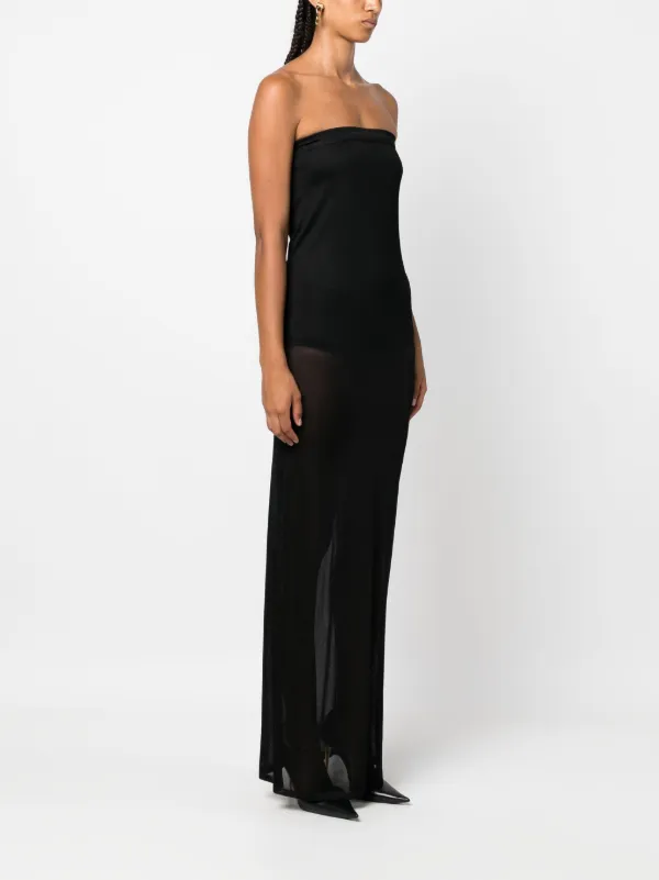strapless dress with sheer bottom Strapless Sheer-Corset Long Prom Ball Gown CLCD0230 Black / 2