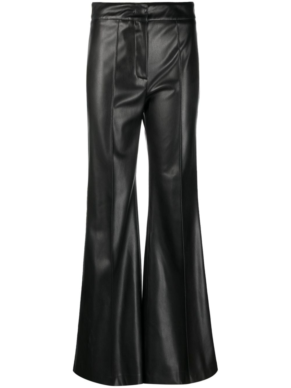 Shop Blanca Vita Faux-leather Flared Trousers In Black