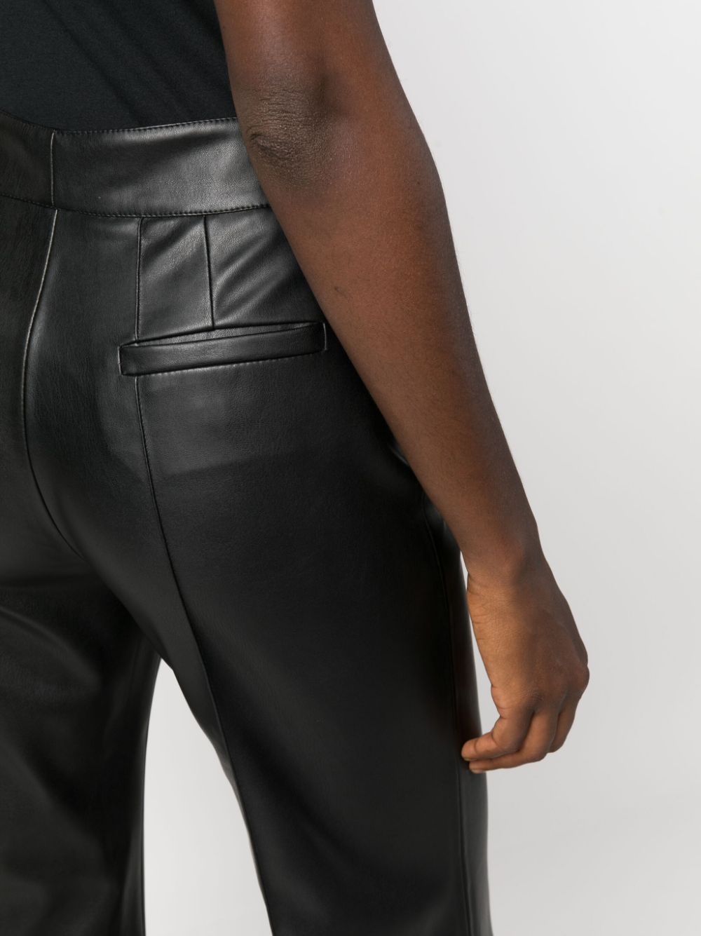 Shop Blanca Vita Faux-leather Flared Trousers In Black