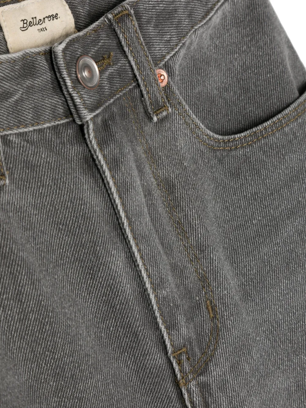 Shop Bellerose Mid-rise Cotton Trousers In Grey