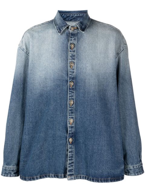 424 chemise en jean à effet délavé