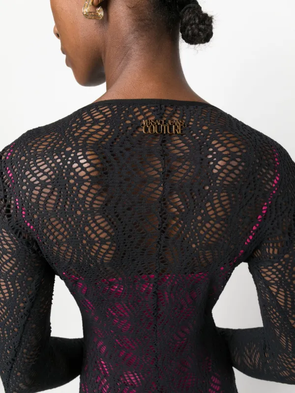 versace sheer dress Versace, Printed semi-sheer shirt dress, Women, Blue, S, Dresses, Materialmix