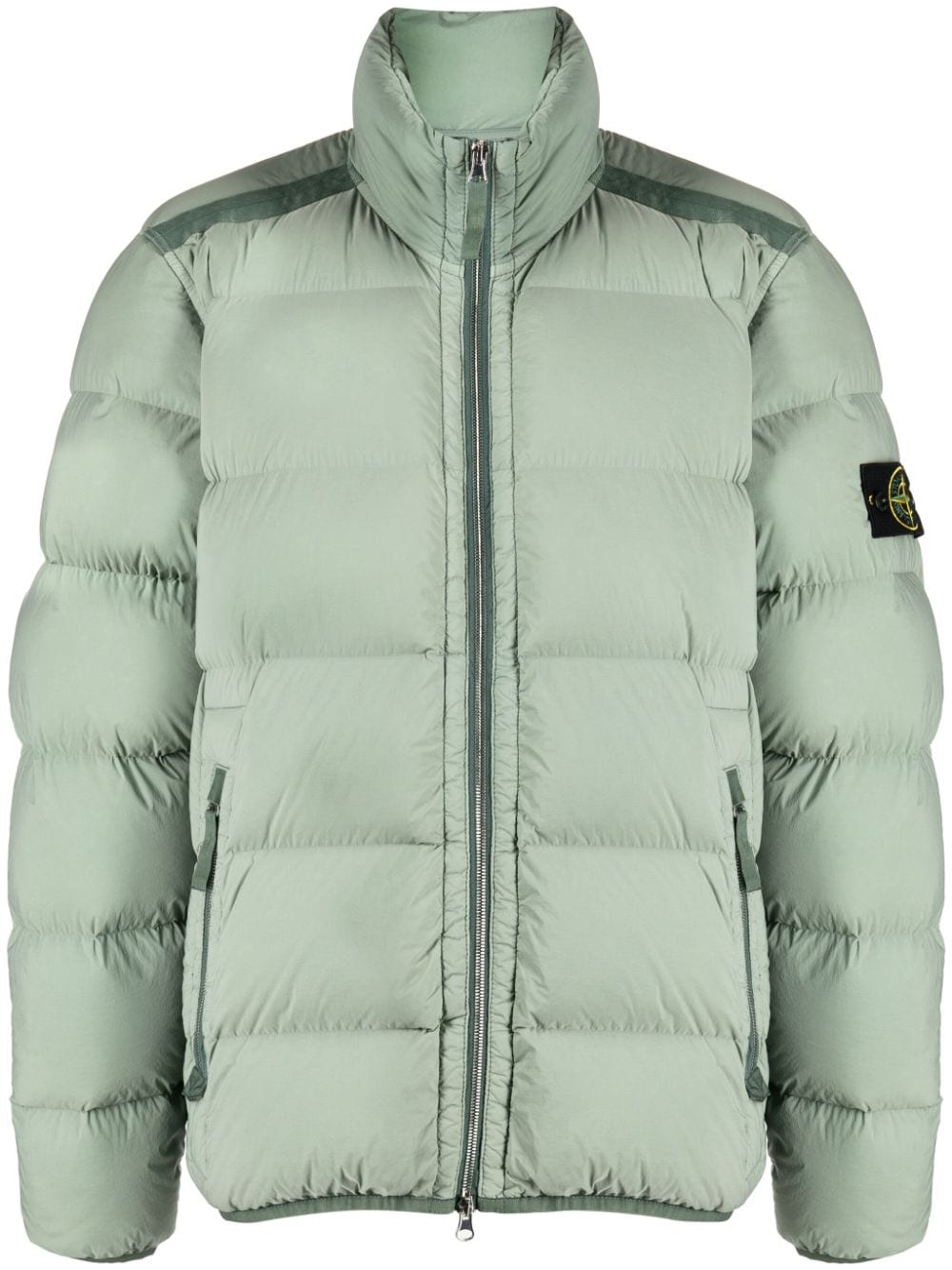 Stone Island Compass-patch Padded Down Jacket In Green
