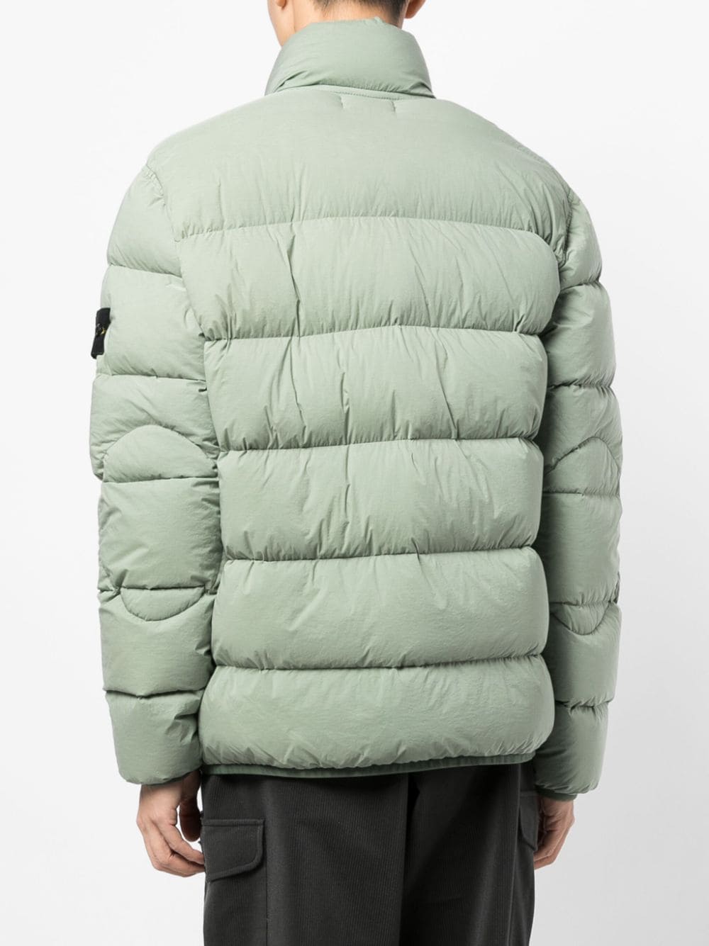 Shop Stone Island Compass-appliqué Quilted Jacket In Green