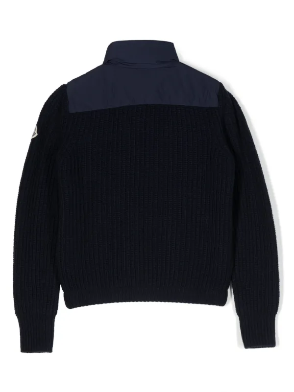 MONCLER フリースプルオーバー ネイビー キッズ Moncler Enfant Panelled feather-down Zipped Jacket | Blue | FARFETCH