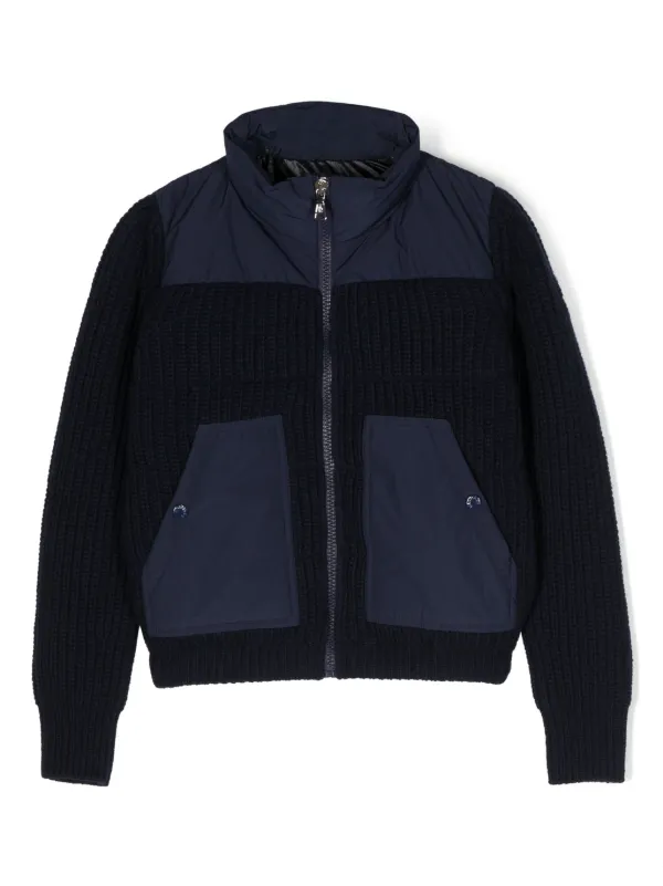 MONCLER フリースプルオーバー ネイビー キッズ Navy Blue New Aubert Hooded Down Jacket - Outerwear for Children