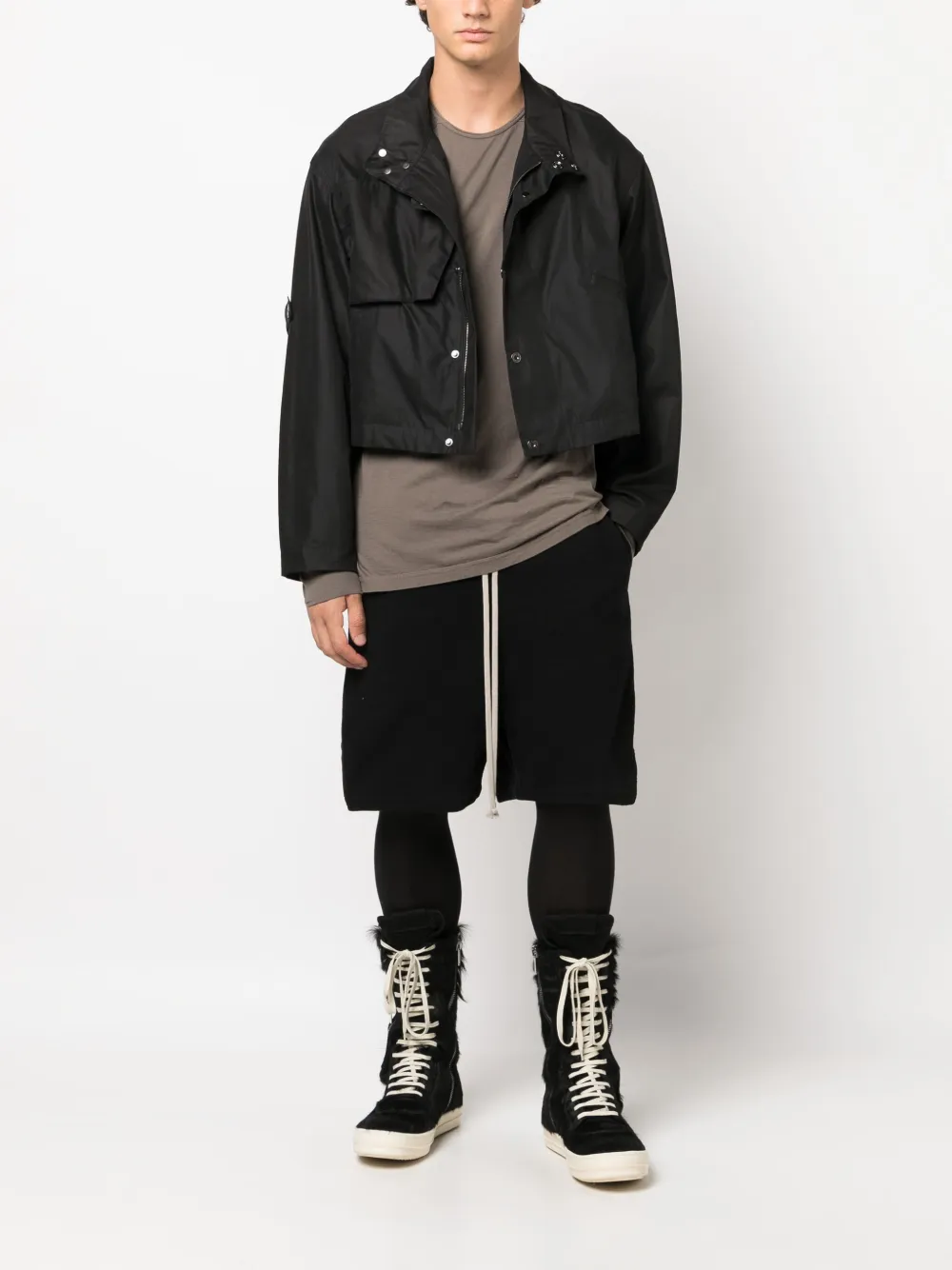 Rick Owens drawstring cotton track shorts - Zwart