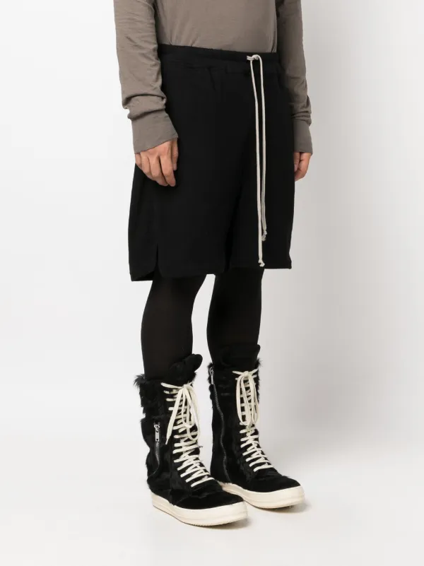 Rick Owens Drawstring Cotton Track Shorts | Black | FARFETCH