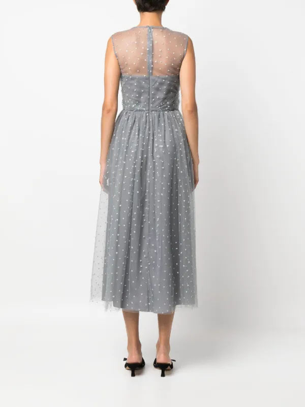RED Valentino glitter-detail Sleeveless Midi Dress | Grey | FARFETCH