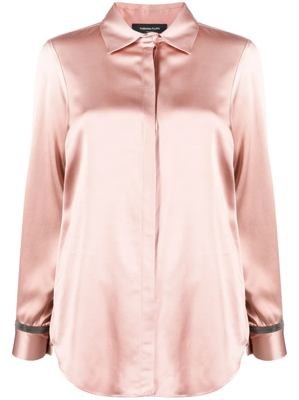 Fabiana Filippi bead-detailing satin-finish shirt - Pink