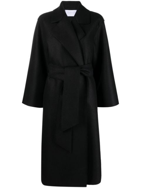 belted virgin-wool long coat