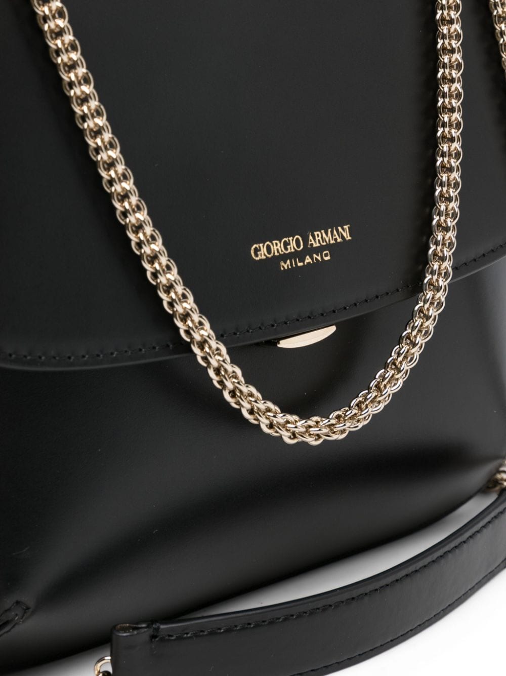 Armani logo-print Leather Shoulder Bag - Black