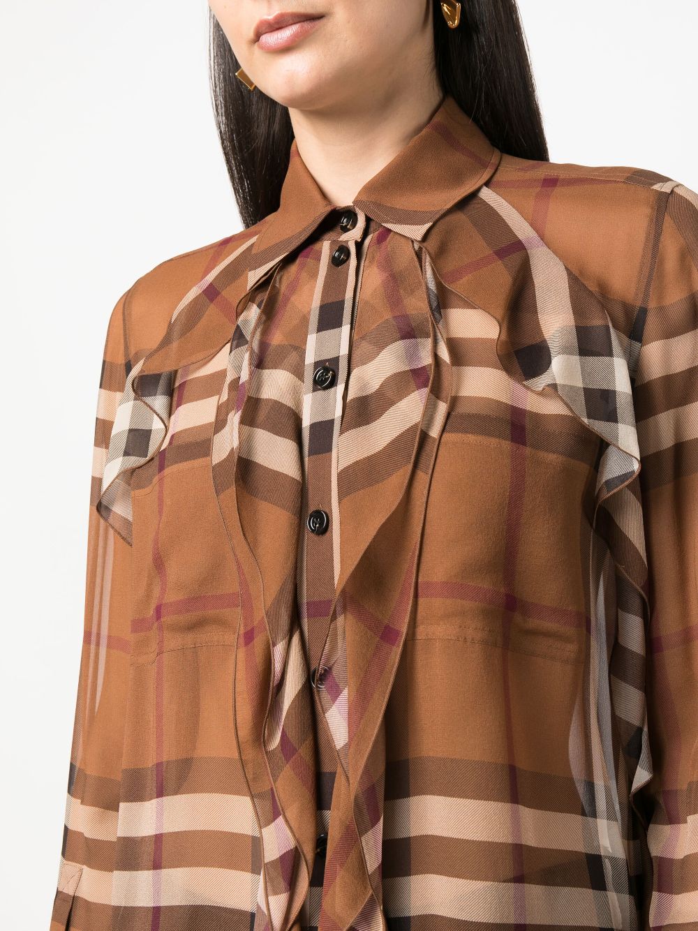 Affordable Burberry check-print sheer chiffon shirt Women