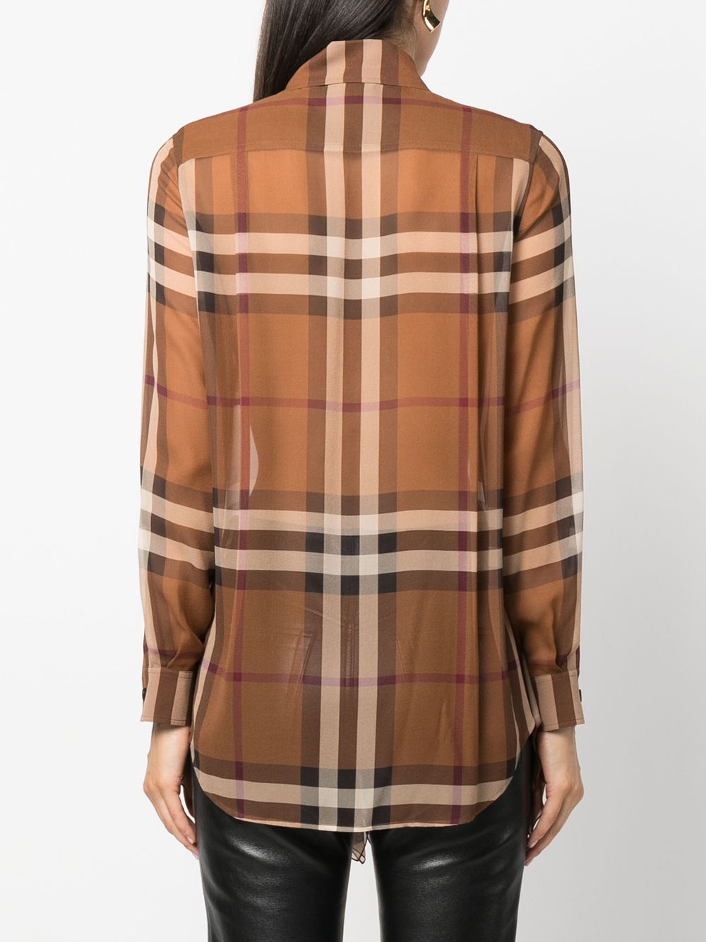 Affordable Burberry check-print sheer chiffon shirt Women