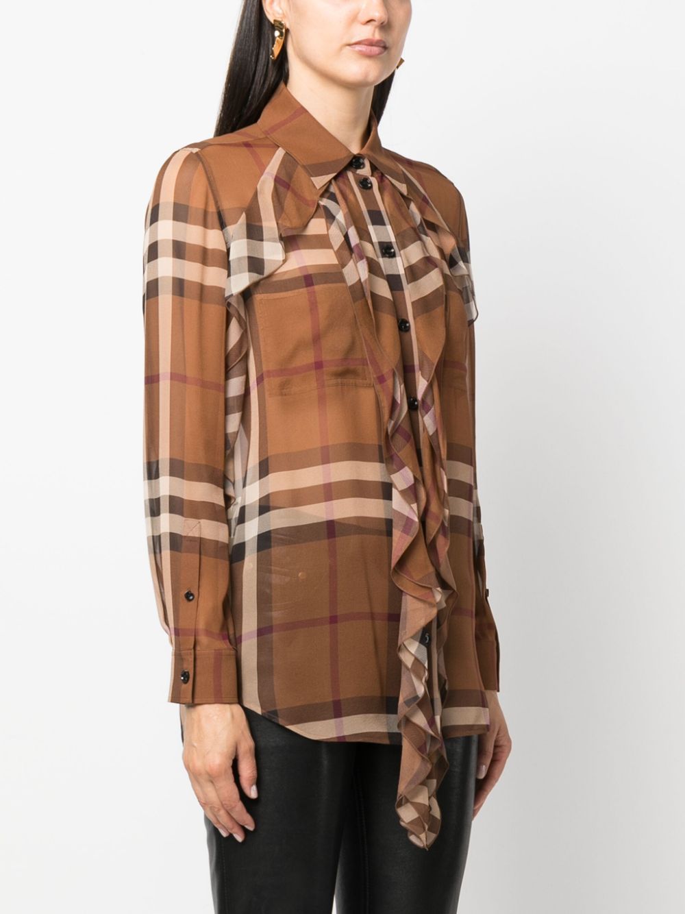 Burberry check-print sheer chiffon shirt Women