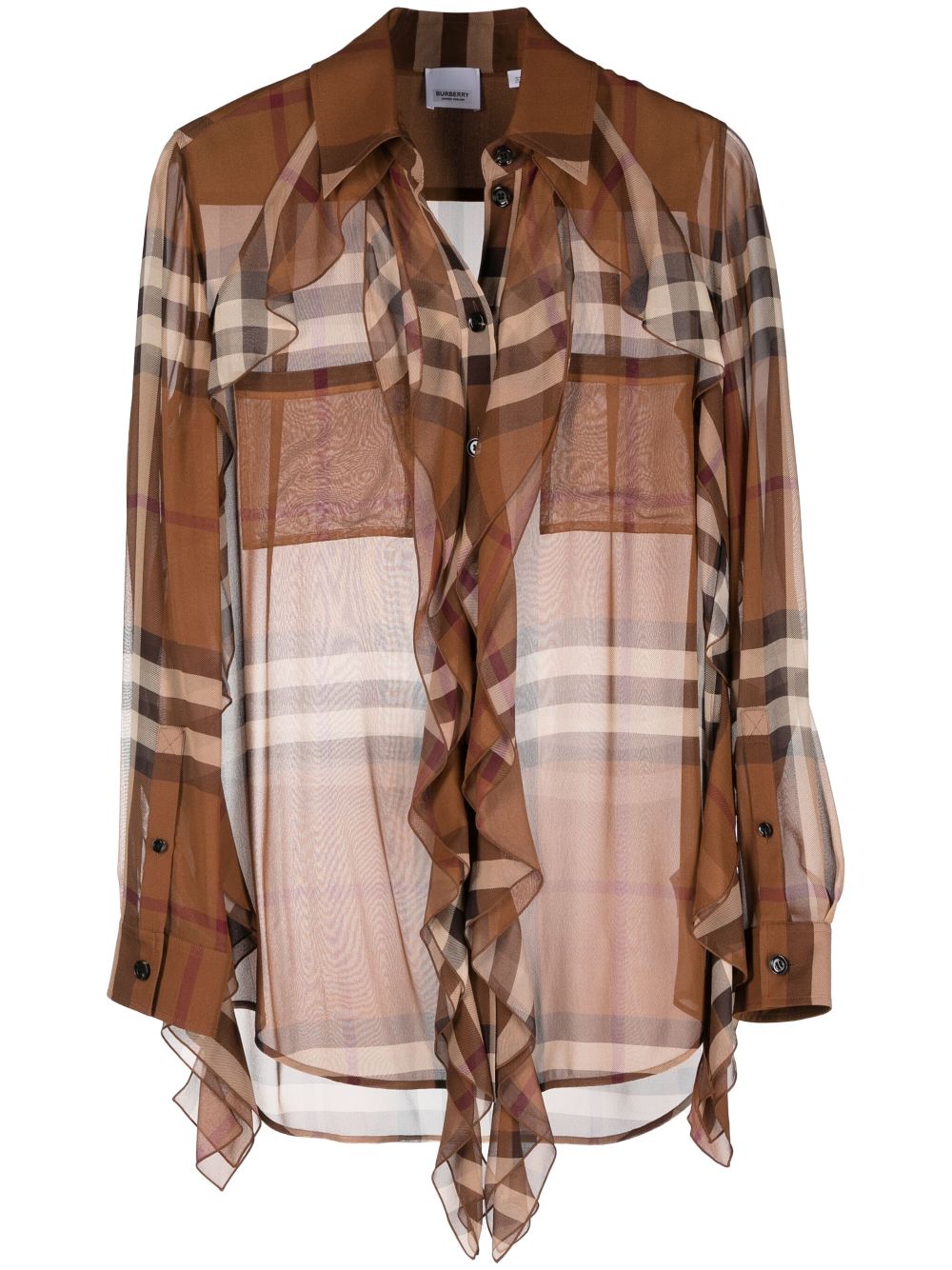 Affordable Burberry check-print sheer chiffon shirt Women