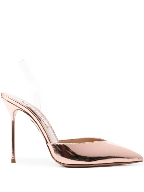Aquazzura V Plexi 110mm leather pumps