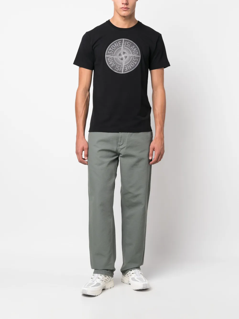 Stone Island T-shirt met print - Zwart