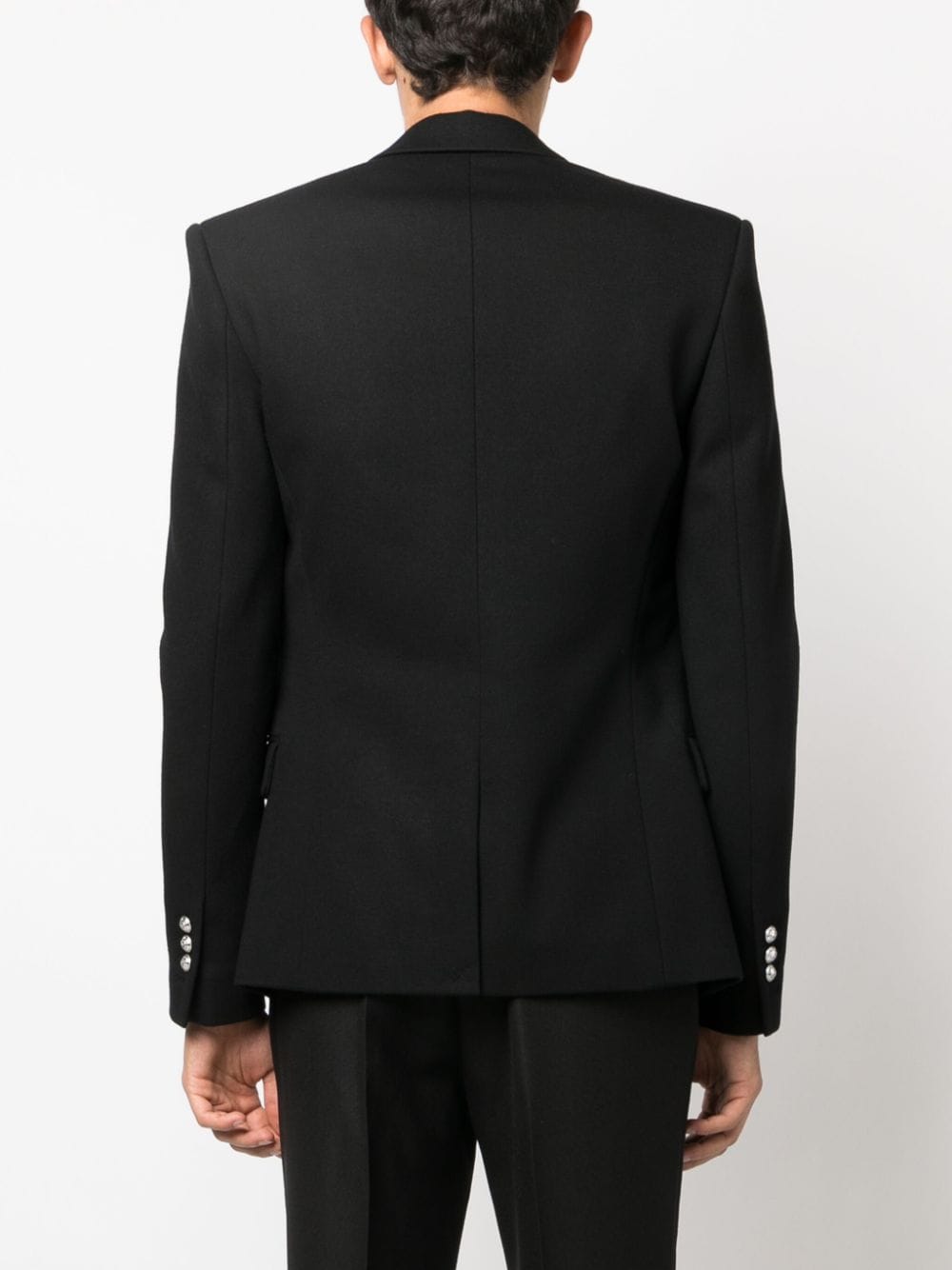 Shop Balmain Embossed-button Open-front Blazer In Black