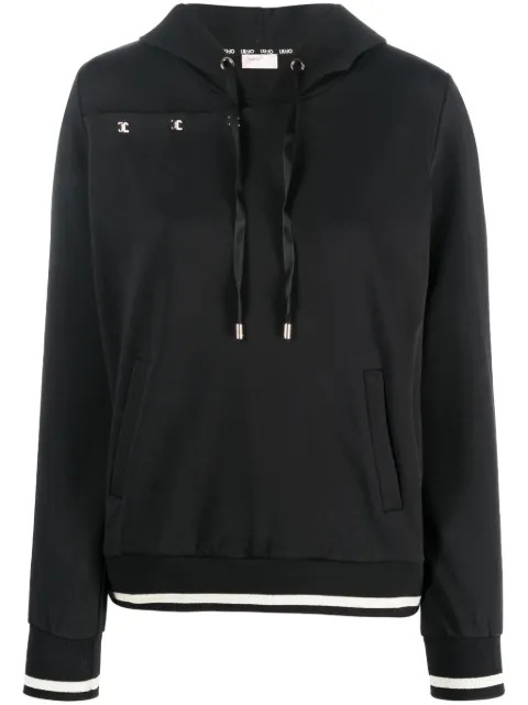 LIU JO logo-patch cotton hoodie
